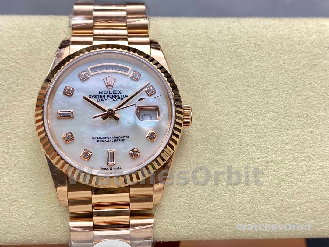 Rolex Day-Date 128235 Everose Gold MOP Dial 36MM Unisex Replica Watch