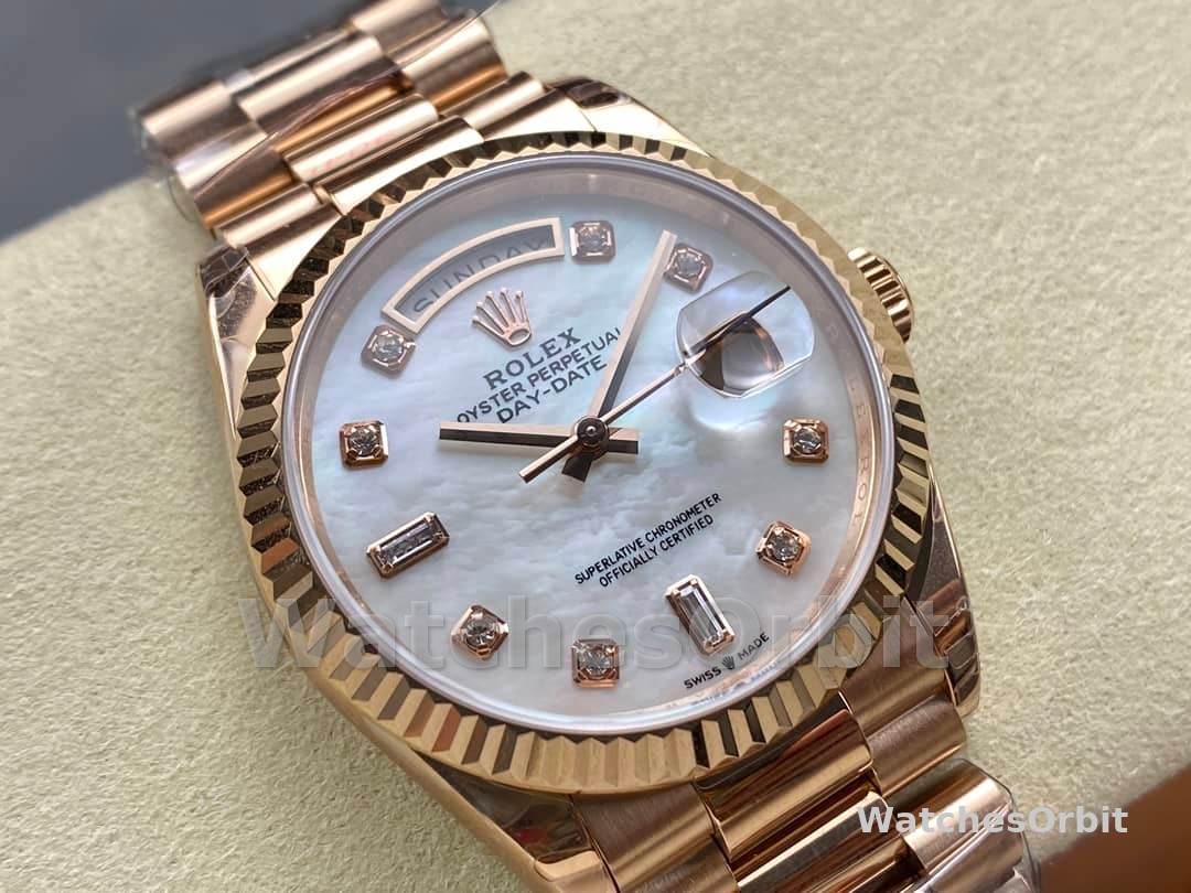 Rolex Day-Date 128235 Everose Gold MOP Dial 36MM Unisex Replica Watch