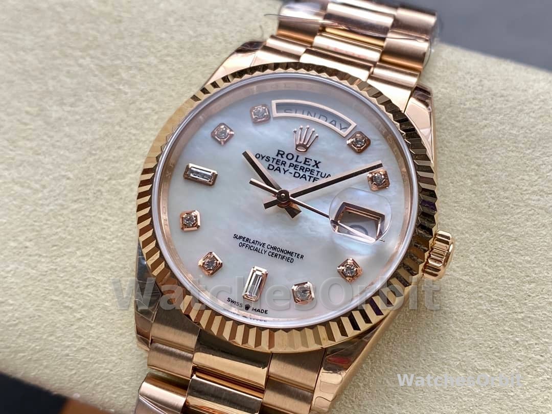 Rolex Day-Date 128235 Everose Gold MOP Dial 36MM Unisex Replica Watch