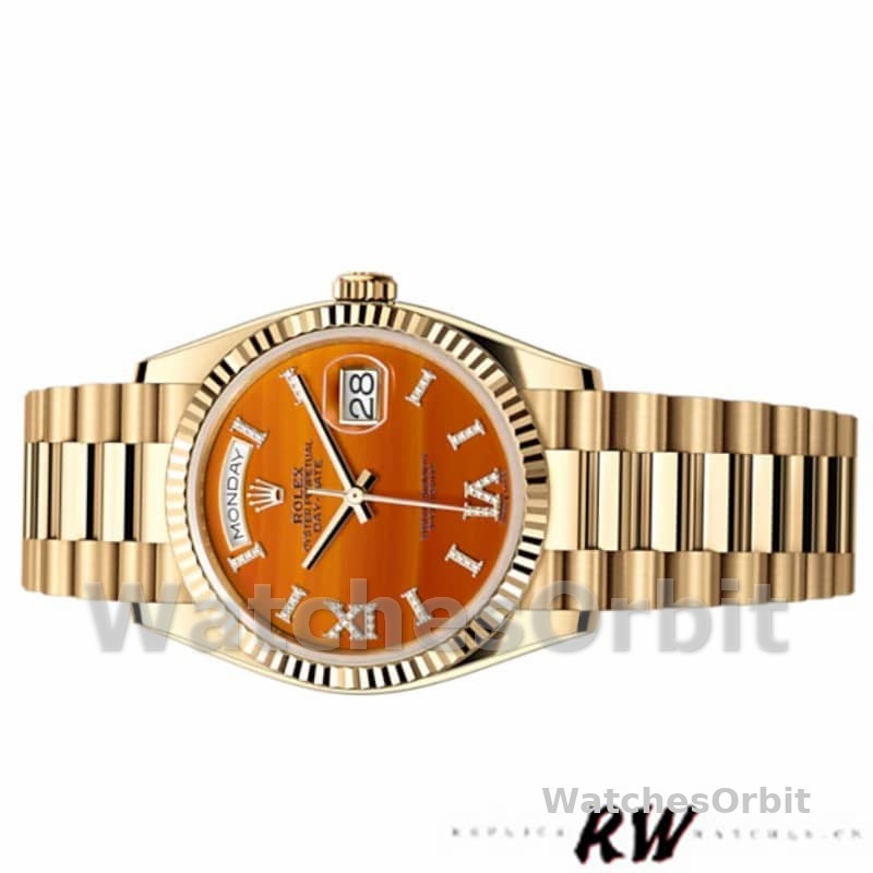 Rolex Day-Date 128238 Fluted Bezel Carnelian dial 36MM Unisex Replica Watch