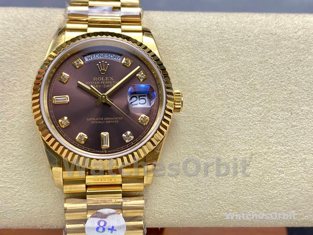 Rolex Day-Date 128238 Fluted Bezel Dark Grey Dial 36MM Unisex Replica Watch