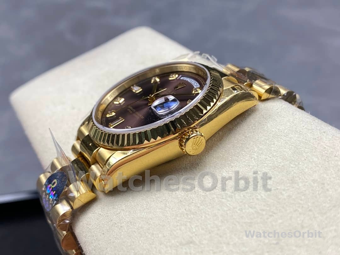 Rolex Day-Date 128238 Fluted Bezel Dark Grey Dial 36MM Unisex Replica Watch
