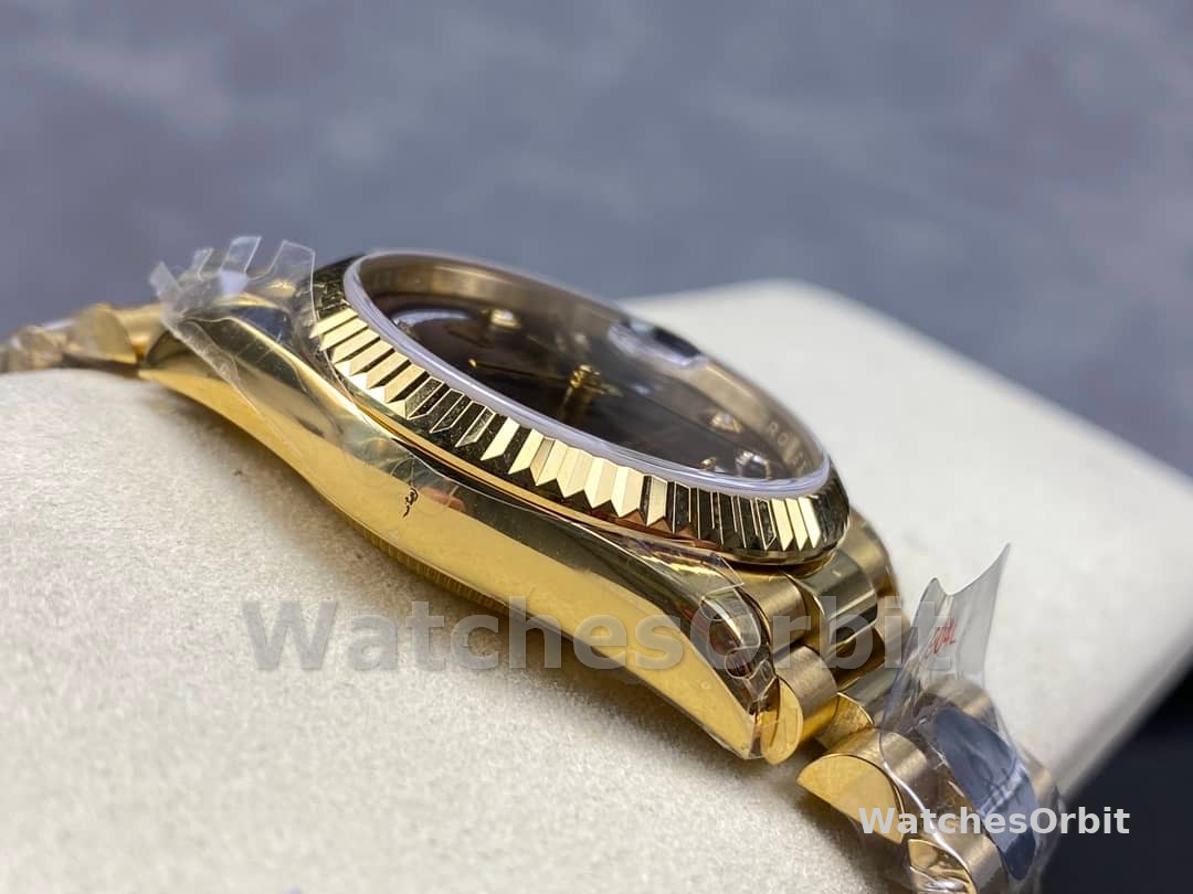 Rolex Day-Date 128238 Fluted Bezel Dark Grey Dial 36MM Unisex Replica Watch