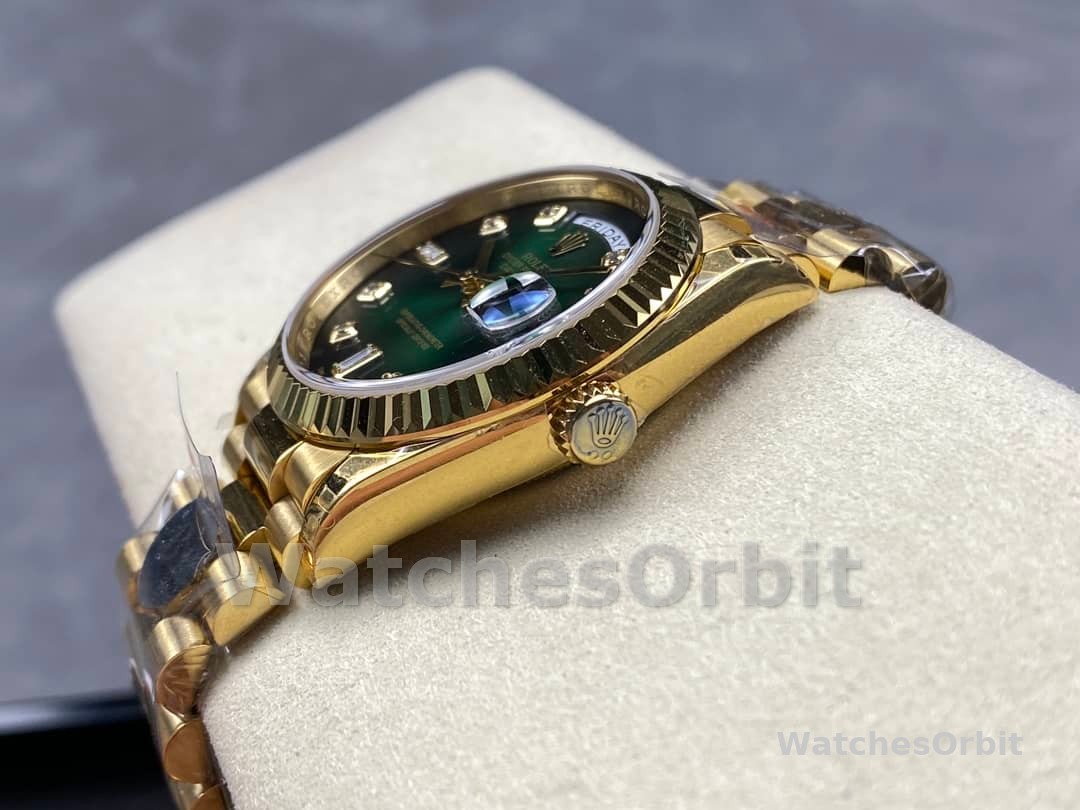 Rolex Day-Date 128238 Fluted Bezel Green Diamond Dial 36MM Unisex Replica Watch