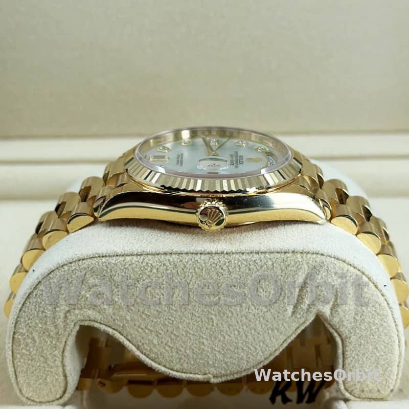 Rolex Day-Date 128238 Fluted Bezel White Mother of Pearl Dial 36MM Unisex Replica Watch