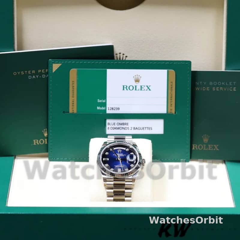 Rolex Day-Date 128239 Blue Ombre Diamond Dial 36MM Unisex Replica Watch