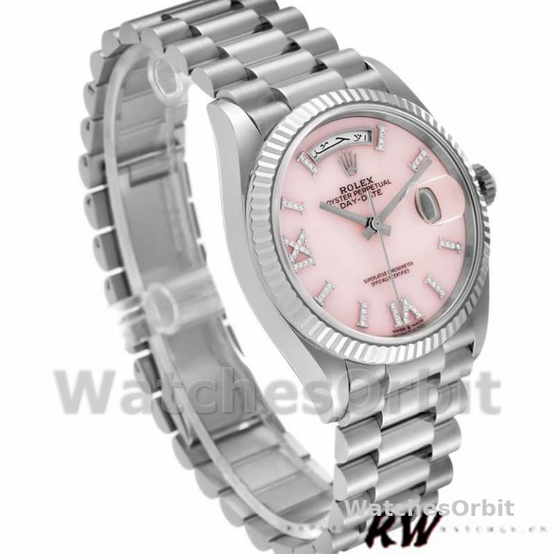 Rolex Day-Date 128239 White Gold Pink Opal Dial 36MM Unisex Replica Watch