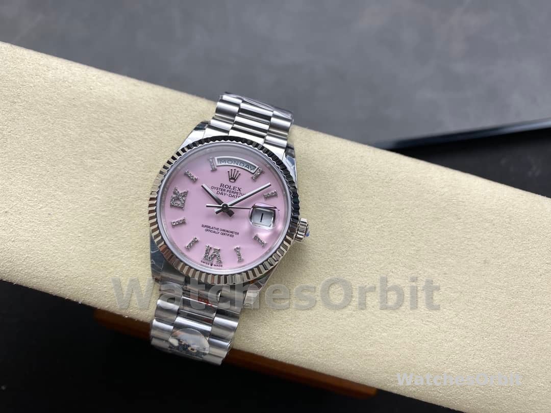 Rolex Day-Date 128239 White Gold Pink Opal Dial 36MM Unisex Replica Watch