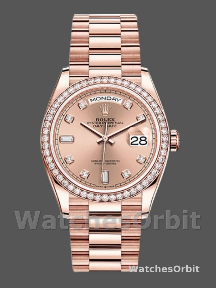 Rolex Day-Date 128345RBR Champagne Rose Dial Everose Gold 36MM Unisex Replica Watch
