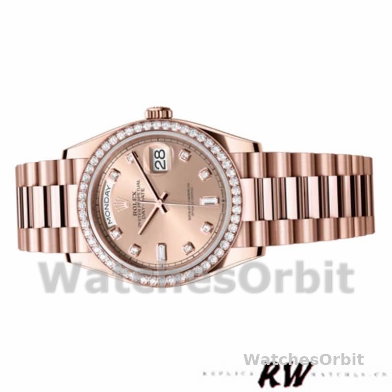 Rolex Day-Date 128345RBR Champagne Rose Dial Everose Gold 36MM Unisex Replica Watch