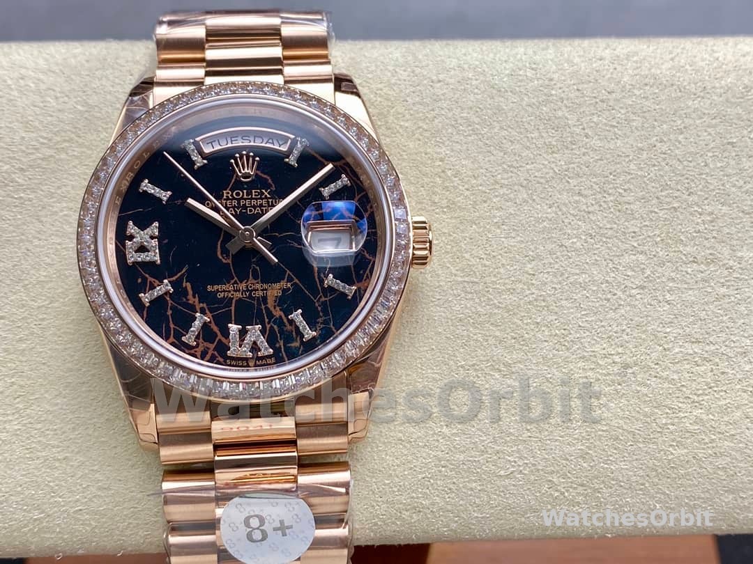 Rolex Day-Date 128345RBR Eisenkiesel dial Everose Gold 36MM Unisex Replica Watch