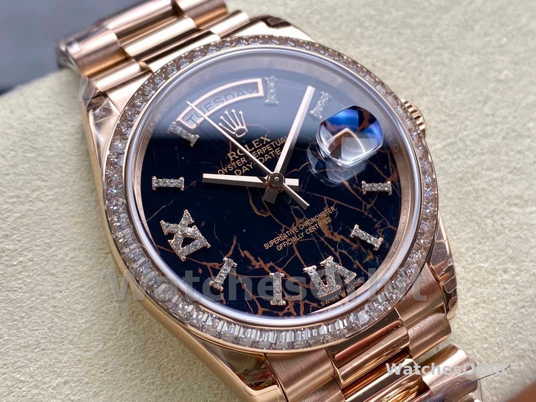 Rolex Day-Date 128345RBR Eisenkiesel dial Everose Gold 36MM Unisex Replica Watch