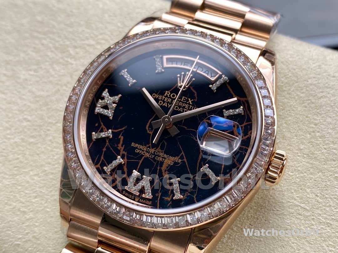 Rolex Day-Date 128345RBR Eisenkiesel dial Everose Gold 36MM Unisex Replica Watch