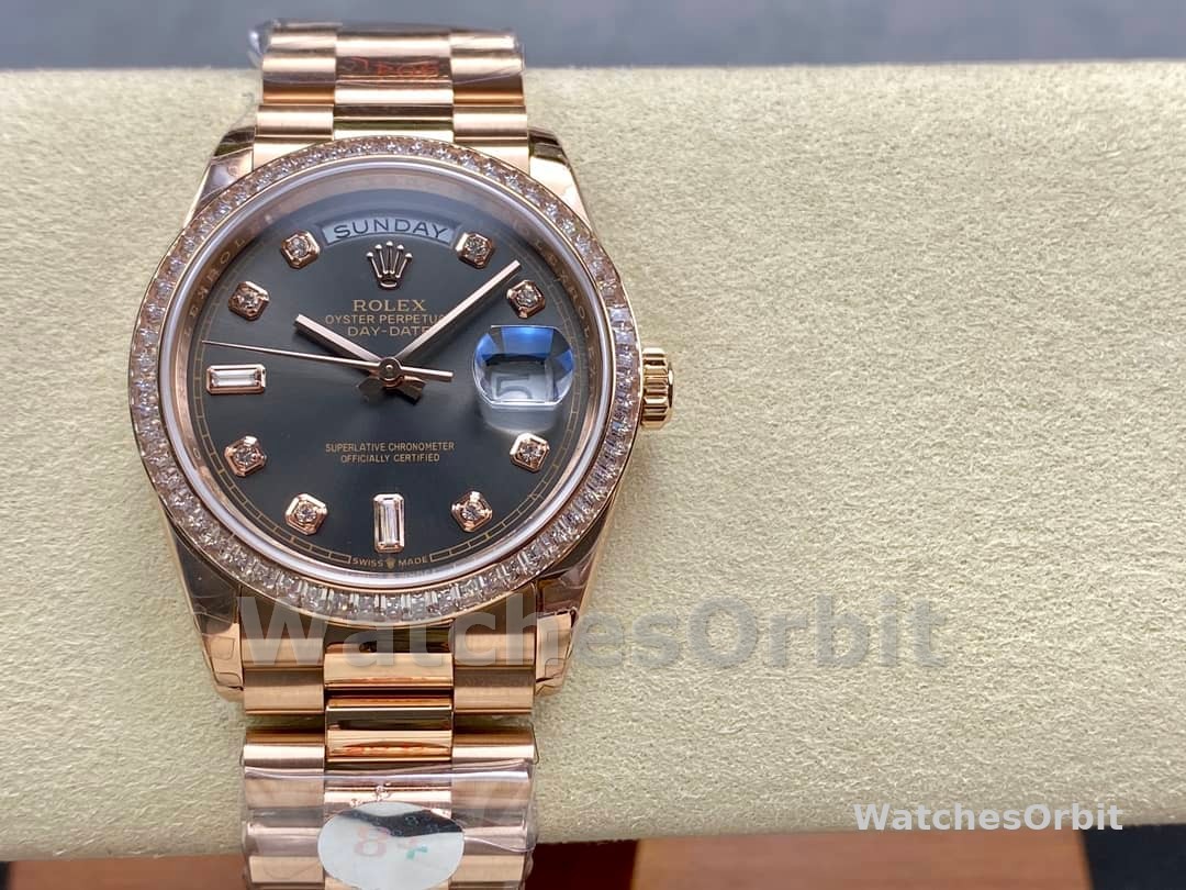Rolex Day-Date 128345RBR Slate Dial Everose Gold 36MM Unisex Replica Watch