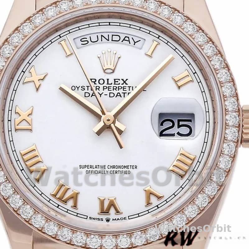 Rolex Day-Date 128345RBR White Dial Everose Gold 36MM Unisex Replica Watch