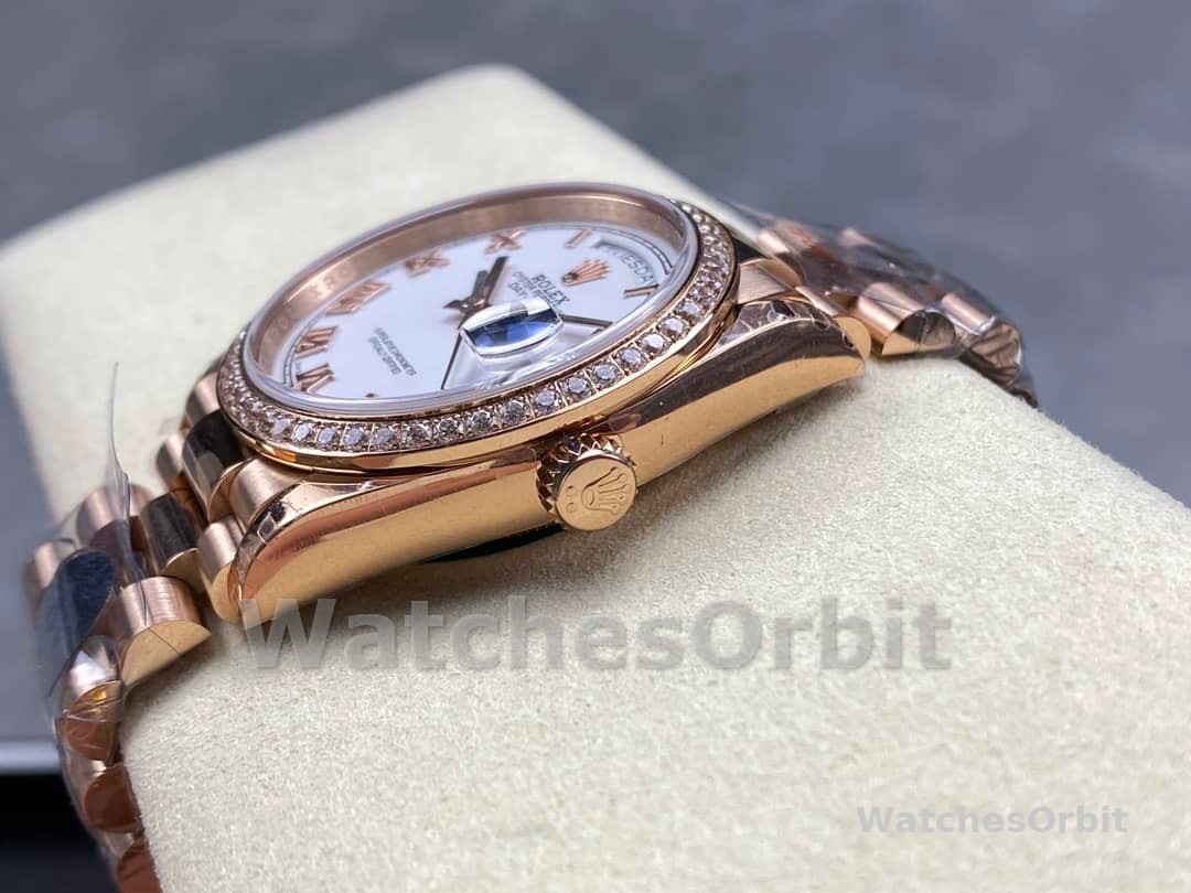 Rolex Day-Date 128345RBR White Dial Everose Gold 36MM Unisex Replica Watch