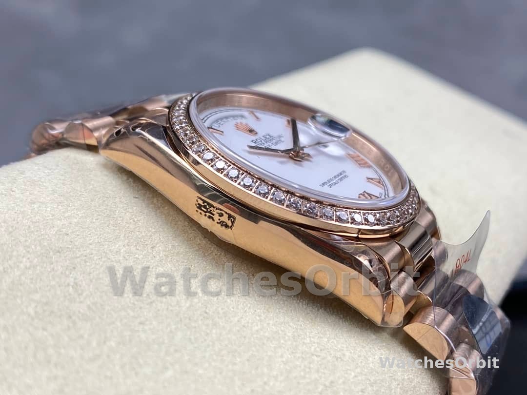 Rolex Day-Date 128345RBR White Dial Everose Gold 36MM Unisex Replica Watch