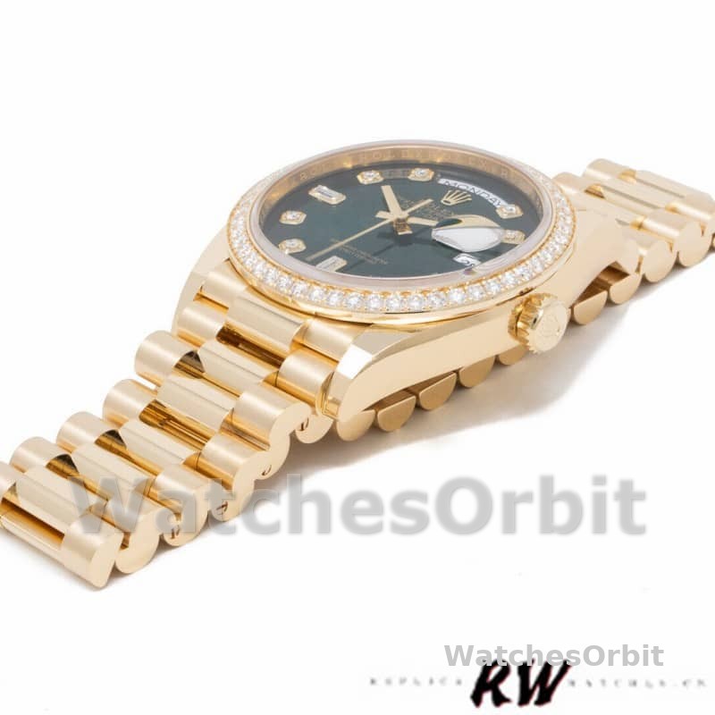Rolex Day-Date 128348RBR Green Ombre Diamond Dial Yellow Gold 36MM Unisex Replica Watch