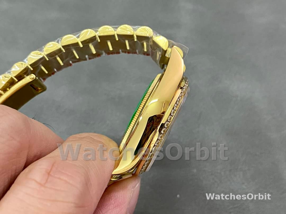 Rolex Day-Date 128348RBR Turquoise Diamond Dial Yellow Gold 36MM Unisex Replica Watch