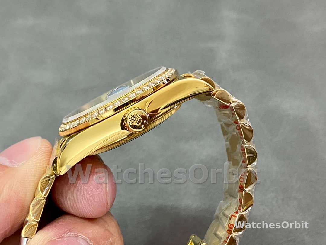Rolex Day-Date 128348RBR Turquoise Diamond Dial Yellow Gold 36MM Unisex Replica Watch