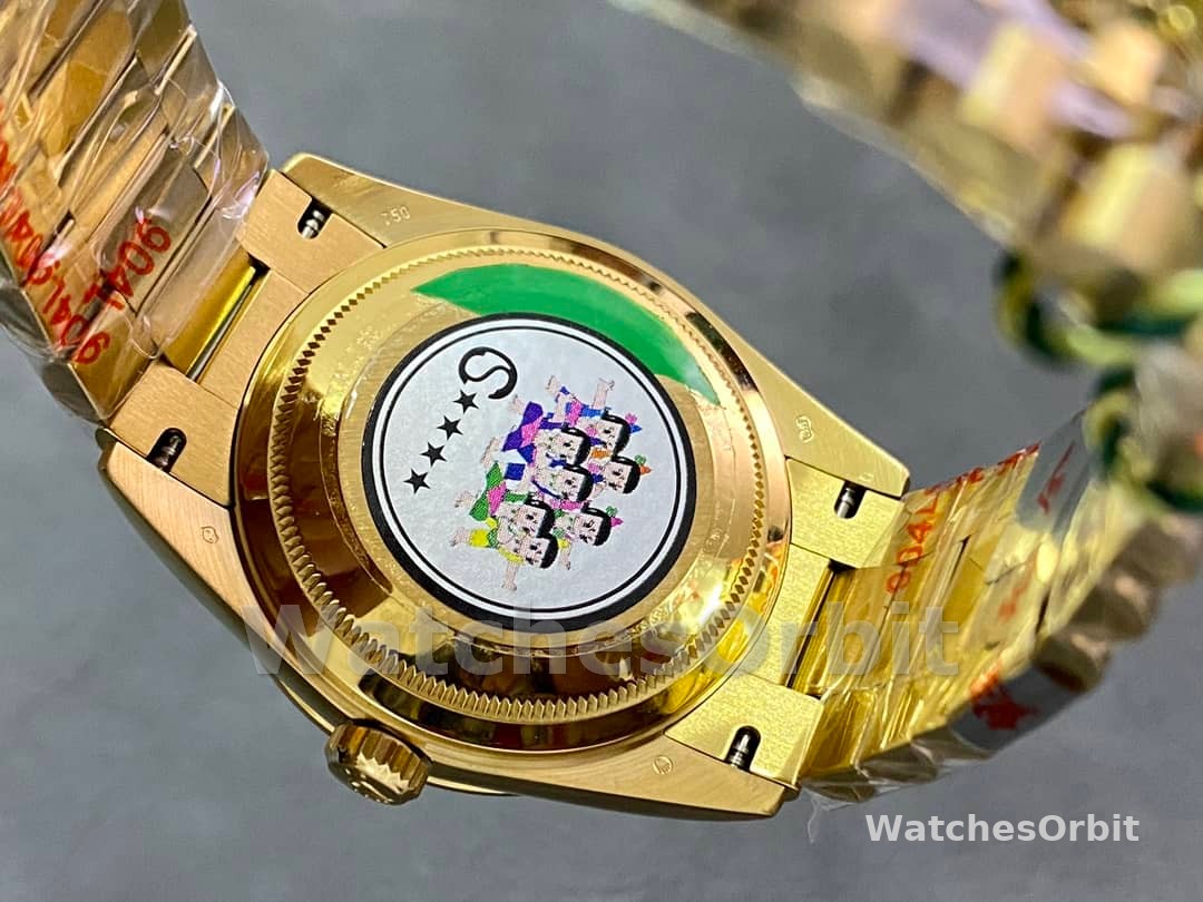 Rolex Day-Date 128348RBR Turquoise Diamond Dial Yellow Gold 36MM Unisex Replica Watch