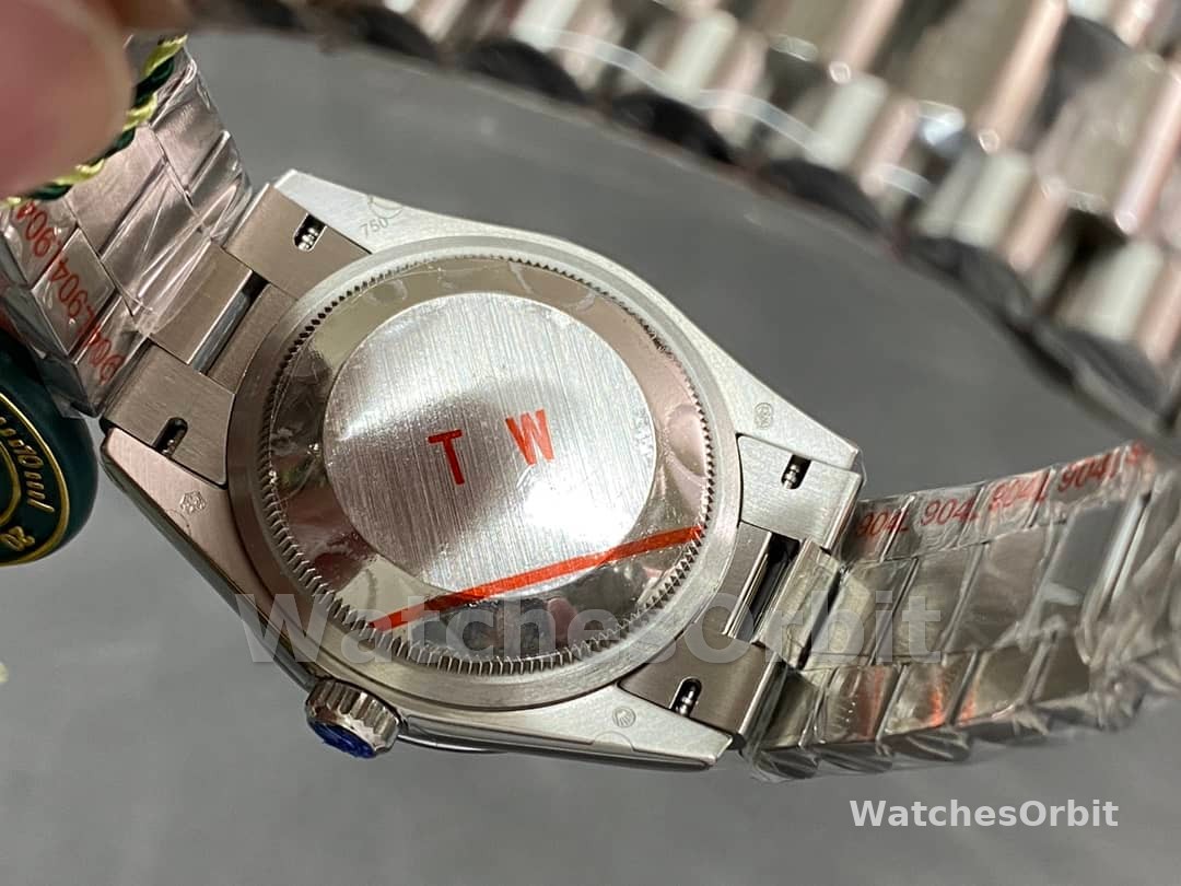 Rolex Day-Date 128349RBR White Mother of Pearl Dial Diamond Bezel 36MM Lady Replica Watch