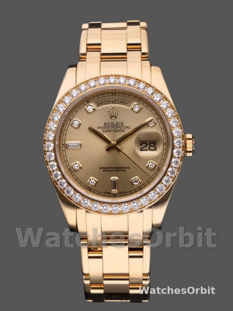 Rolex Day-Date 18948 Champagne Diamond Dial Special Edition 39MM Mens Replica Watch