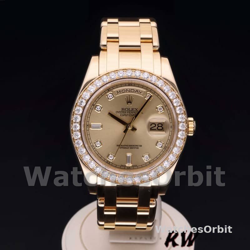 Rolex Day-Date 18948 Champagne Diamond Dial Special Edition 39MM Mens Replica Watch