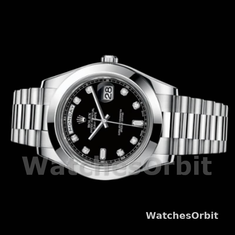 Rolex Day-Date 218206 Black Diamond Dial Platinum 41MM Mens Replica Watch