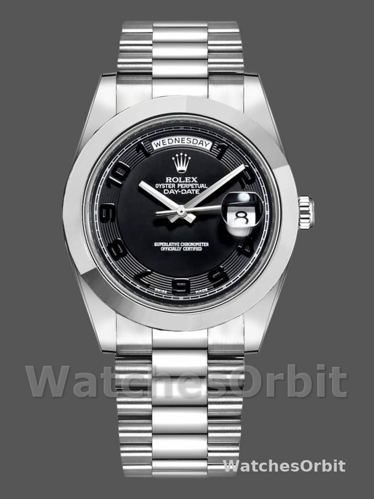 Rolex Day-Date 218206 Concentric Black Dial Platinum 41MM Mens Replica Watch
