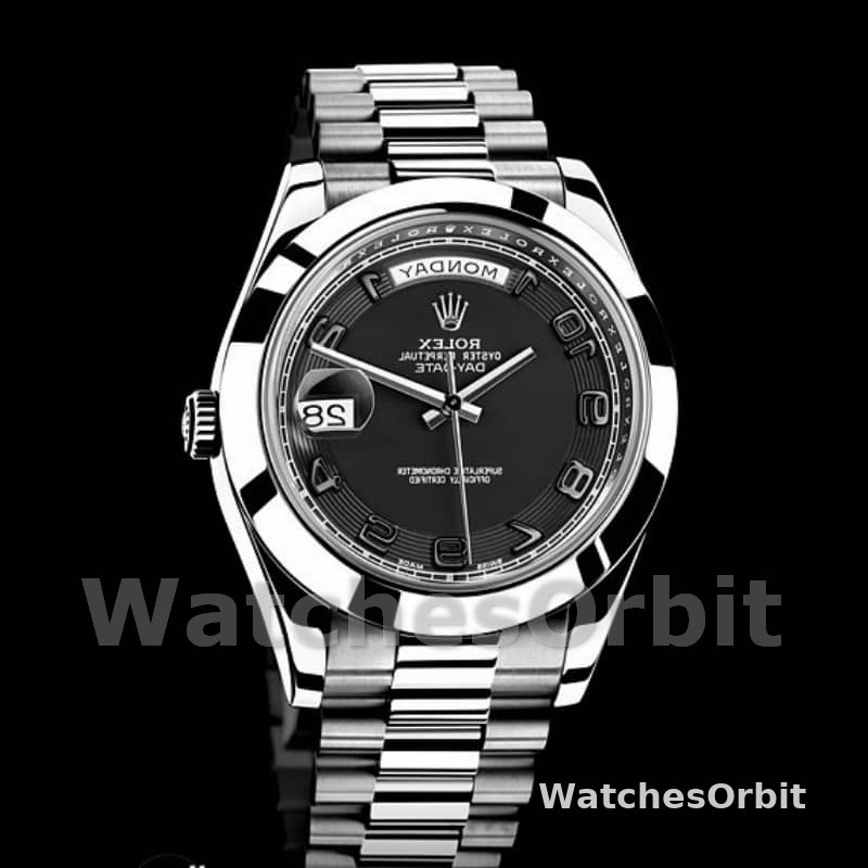 Rolex Day-Date 218206 Concentric Black Dial Platinum 41MM Mens Replica Watch