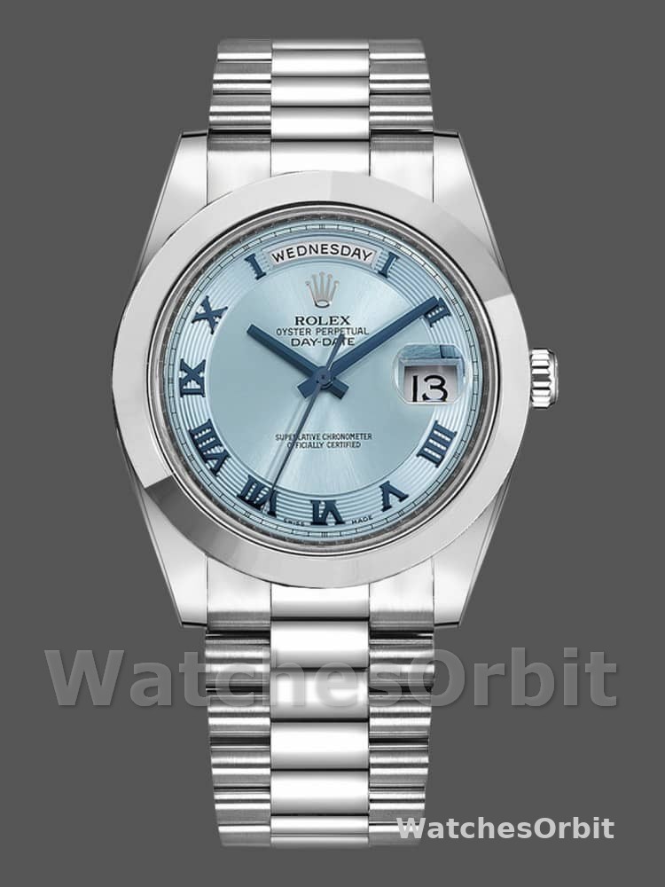 Rolex Day-Date 218206 Concentric Circle Ice Blue Dial Platinum 41MM Mens Replica Watch