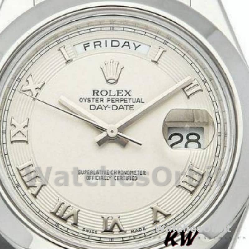 Rolex Day-Date 218206 Concentric Circle Ivory Roman Numeral Dial Platinum 41MM Mens Replica Watch