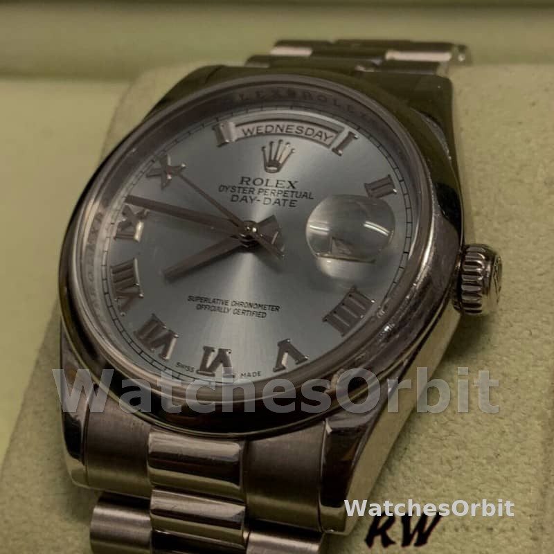 Rolex Day-Date 218206 Concentric Rhodium Grey Roman Numeral Dial Platinum 41MM Mens Replica Watch