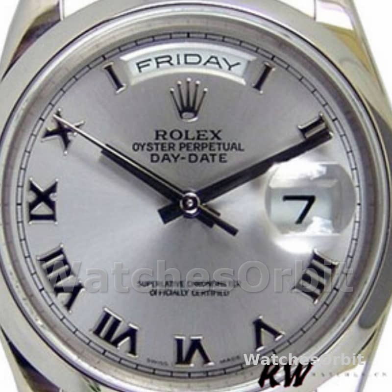 Rolex Day-Date 218206 Concentric Rhodium Grey Roman Numeral Dial Platinum 41MM Mens Replica Watch