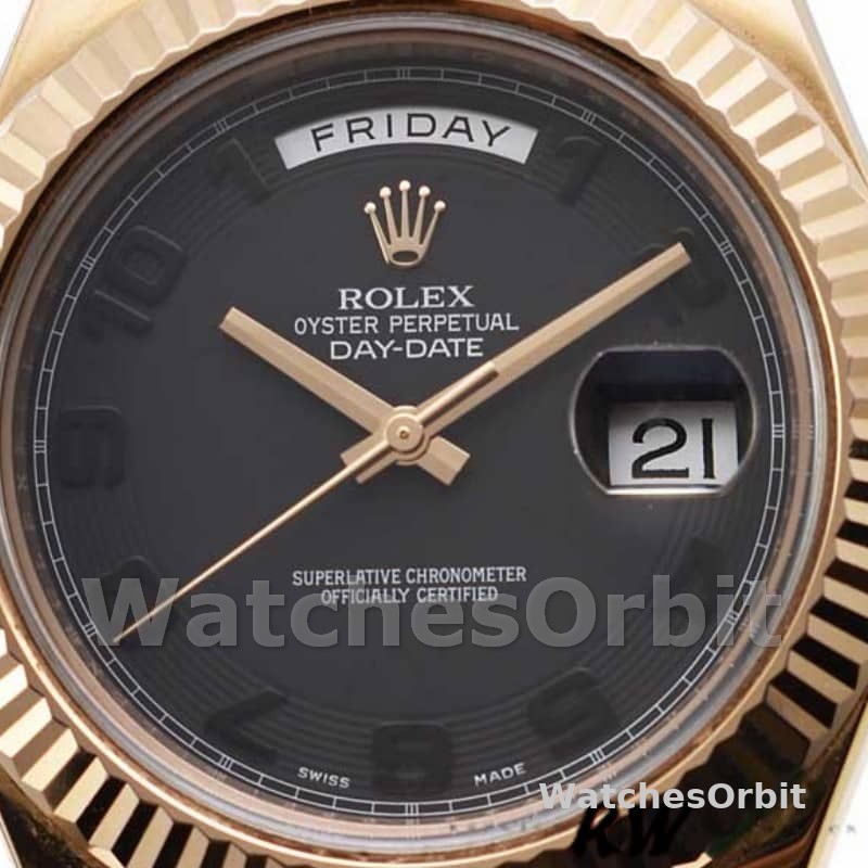 Rolex Day-Date 218235 Black Concentric Arabic Dial Rose Gold 41MM Mens Replica Watch