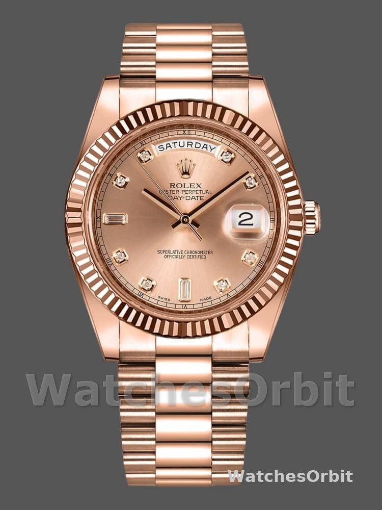 Rolex Day-Date 218235 Champagne Diamonds Dial Rose Gold 41MM Mens Replica Watch