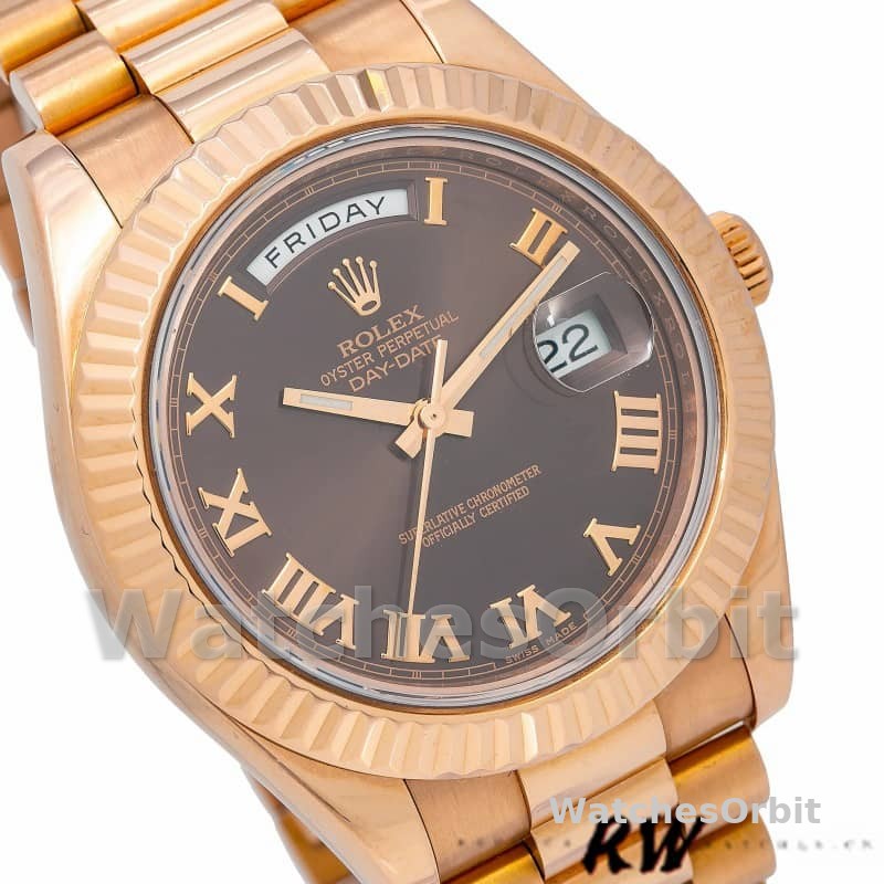 Rolex Day-Date 218235 Chocolate Brown Dial Rose Gold 41MM Mens Replica Watch