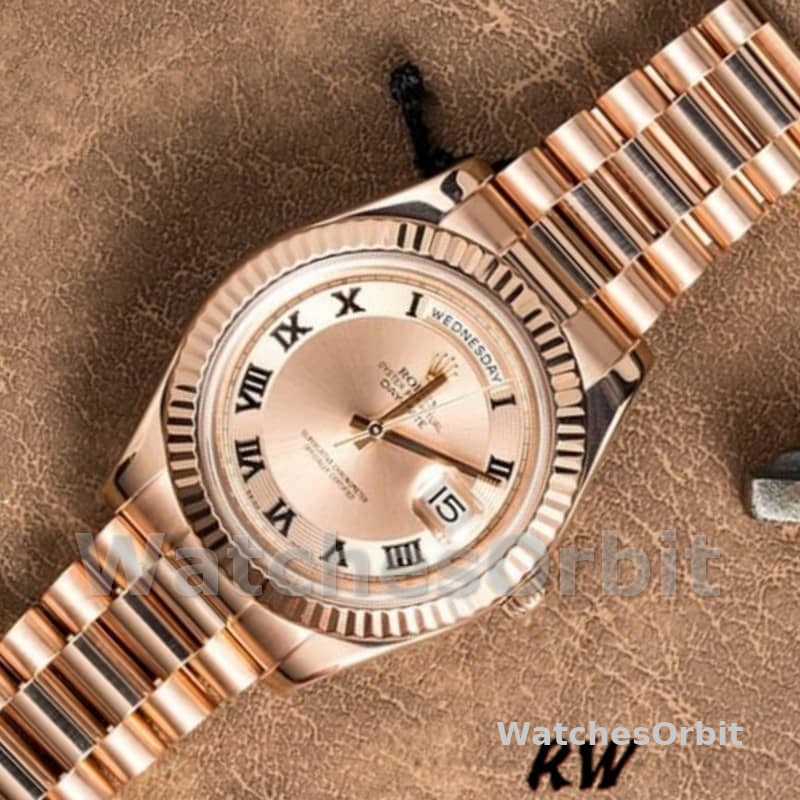 Rolex Day-Date 218235 Concentric Circle Champagne Dial Rose Gold 41MM Mens Replica Watch