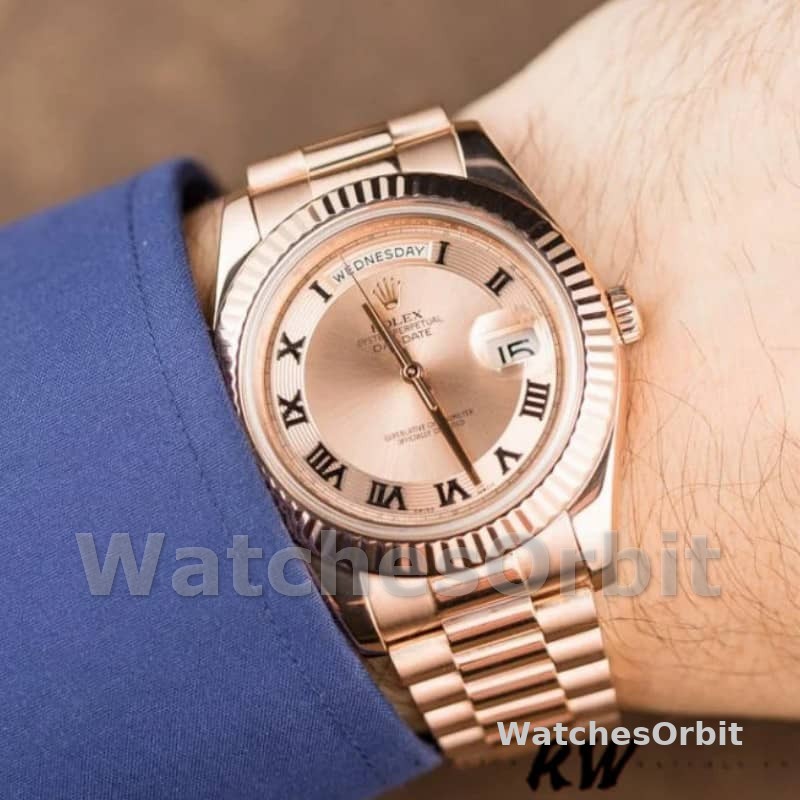 Rolex Day-Date 218235 Concentric Circle Champagne Dial Rose Gold 41MM Mens Replica Watch