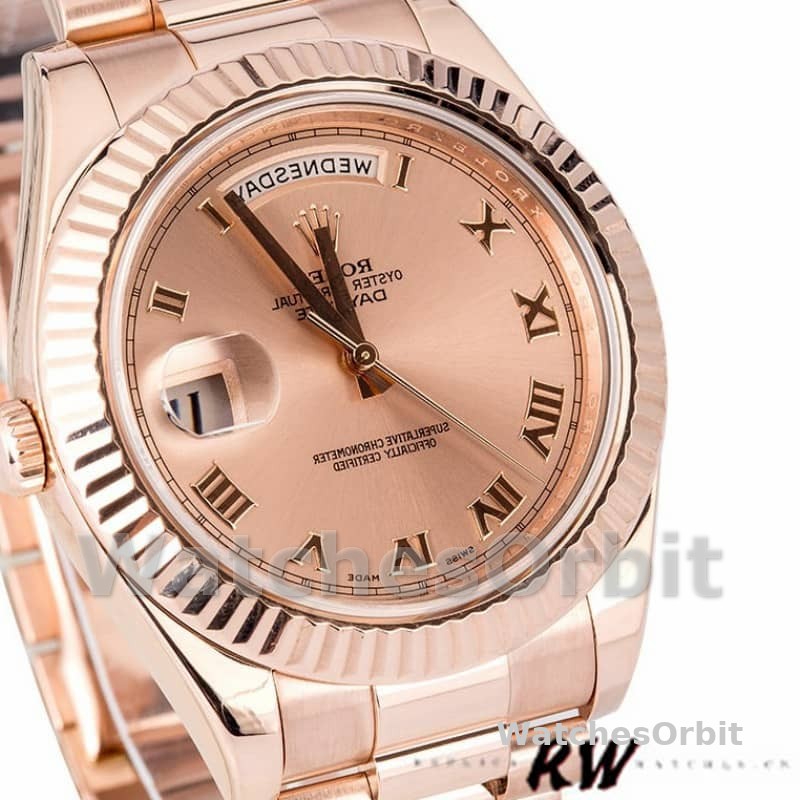 Rolex Day-Date 218235 Pink Roman Numerals Dial Rose Gold 41MM Mens Replica Watch