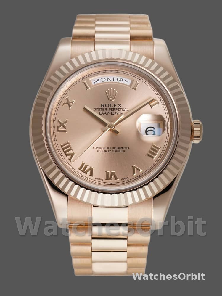 Rolex Day-Date 218235 Rose Roman Dial Rose Gold 41MM Mens Replica Watch