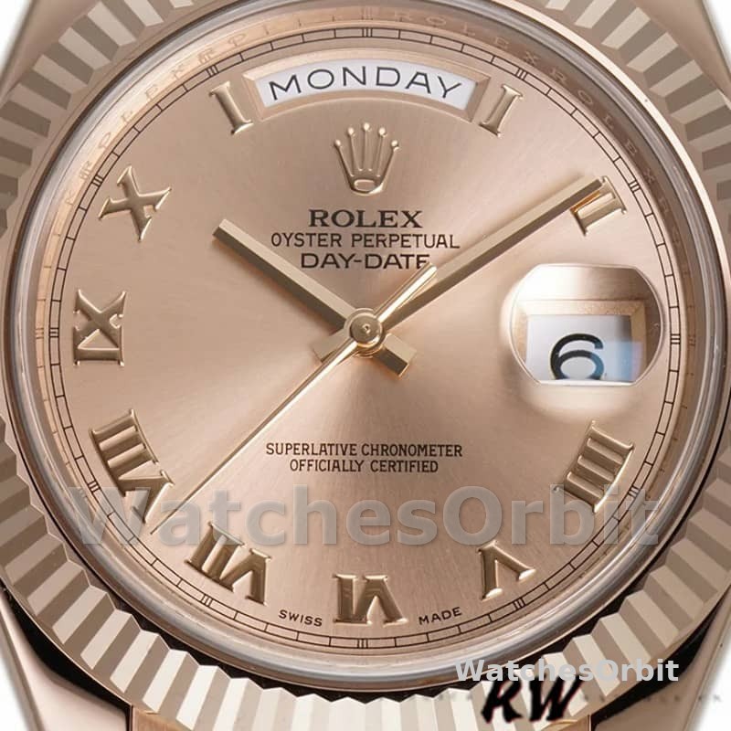 Rolex Day-Date 218235 Rose Roman Dial Rose Gold 41MM Mens Replica Watch