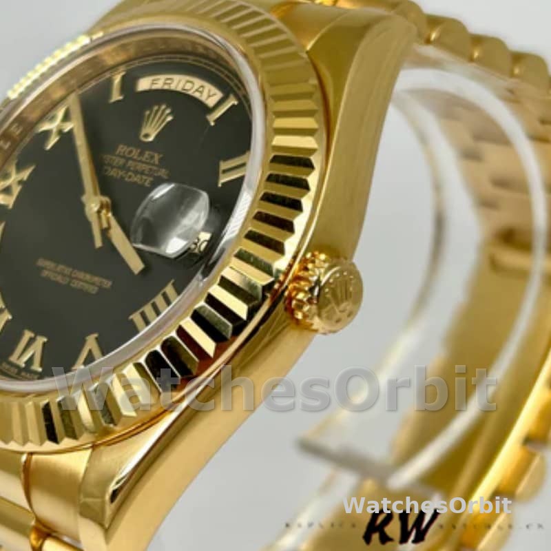 Rolex Day-Date 218238 Black Roman Numeral Dial Yellow Gold 41MM Mens Replica Watch