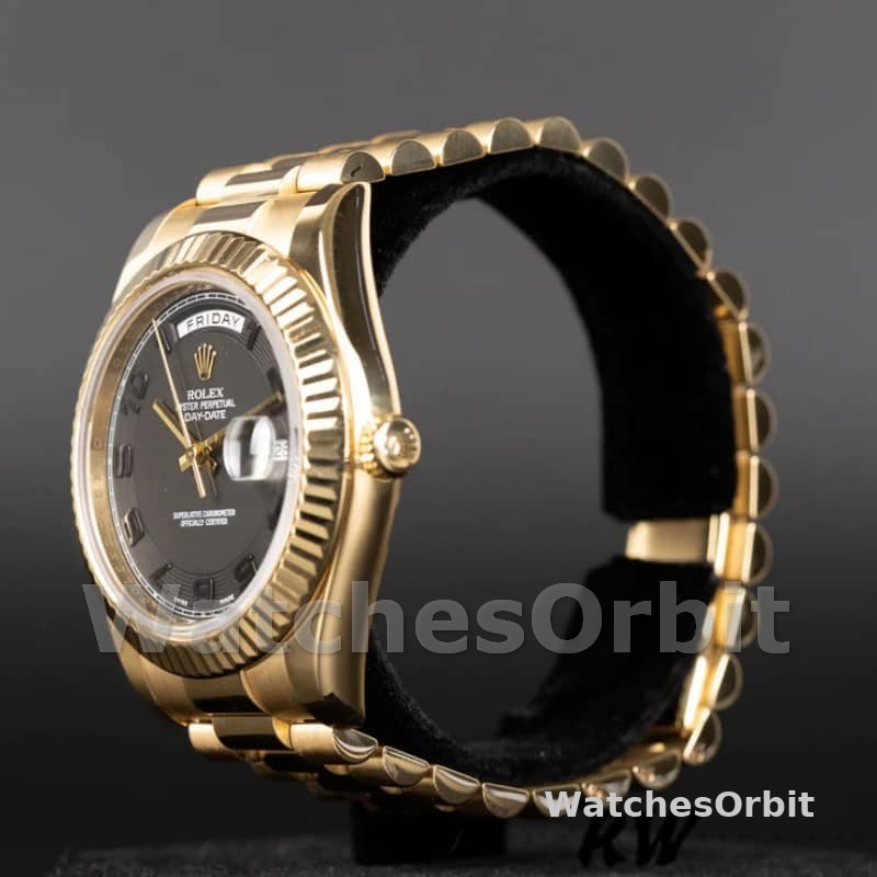 Rolex Day-Date 218238 Concentric Circle Black Dial Yellow Gold 41MM Mens Replica Watch