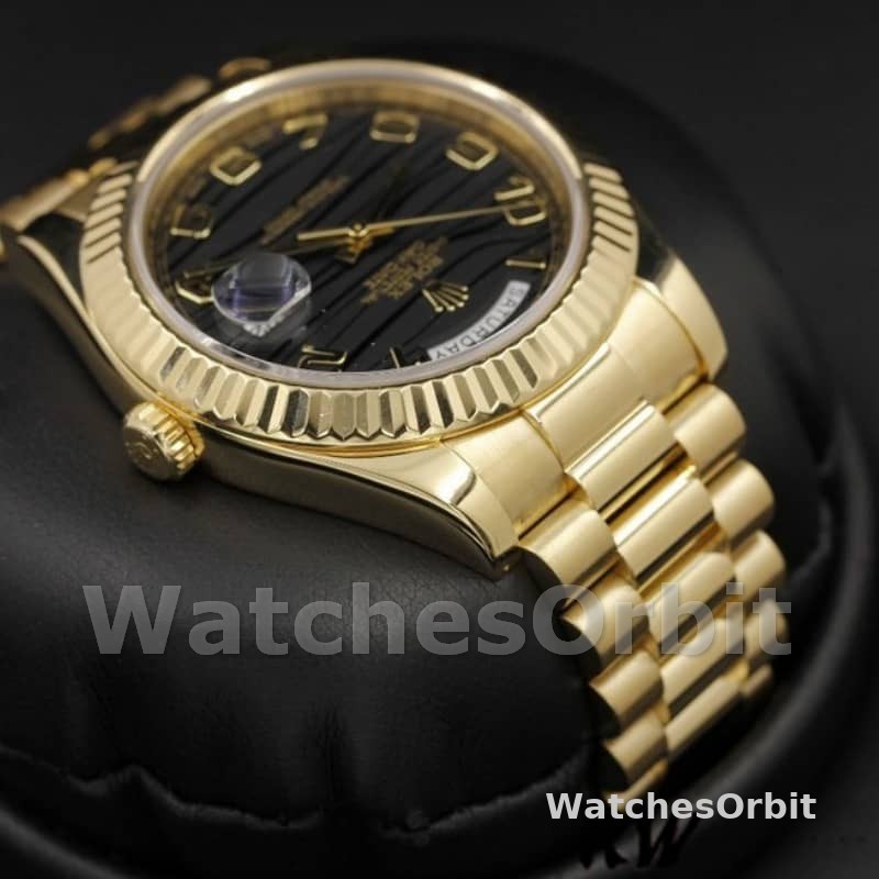Rolex Day-Date 218238 Wave Black Dial Yellow Gold 41MM Mens Replica Watch