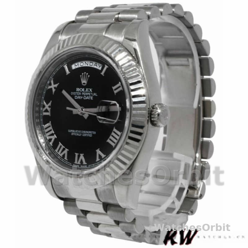 Rolex Day-Date 218239 Black Roman Numerals Dial White Gold 41MM Mens Replica Watch