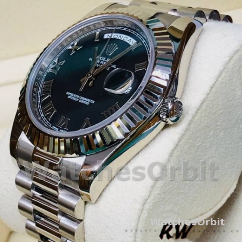 Rolex Day-Date 218239 Black Roman Numerals Dial White Gold 41MM Mens Replica Watch