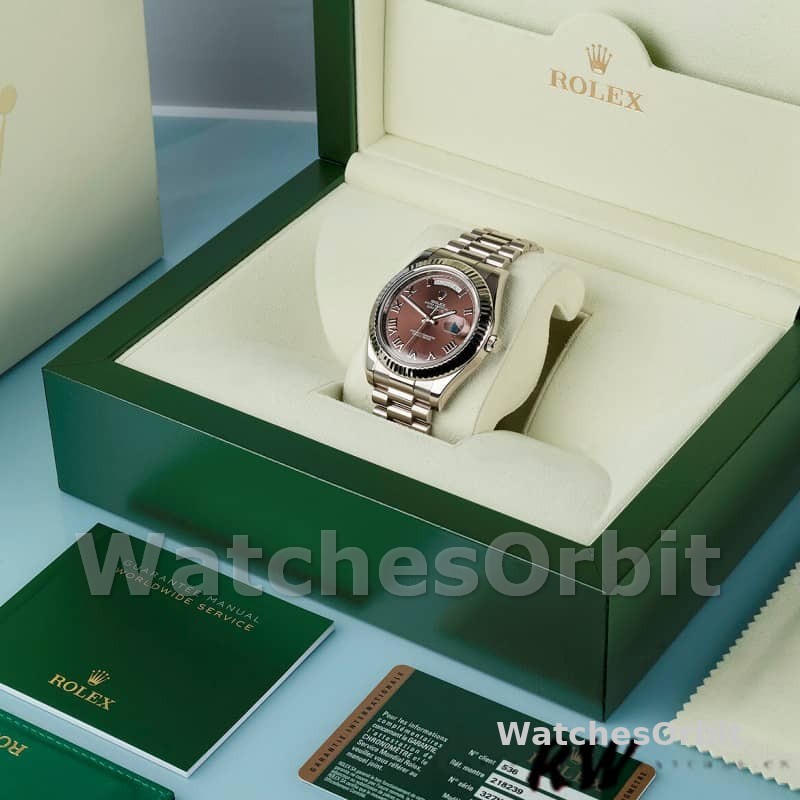 Rolex Day-Date 218239 Chocolate Brown Roman Numerals Dial White Gold 41MM Mens Replica Watch