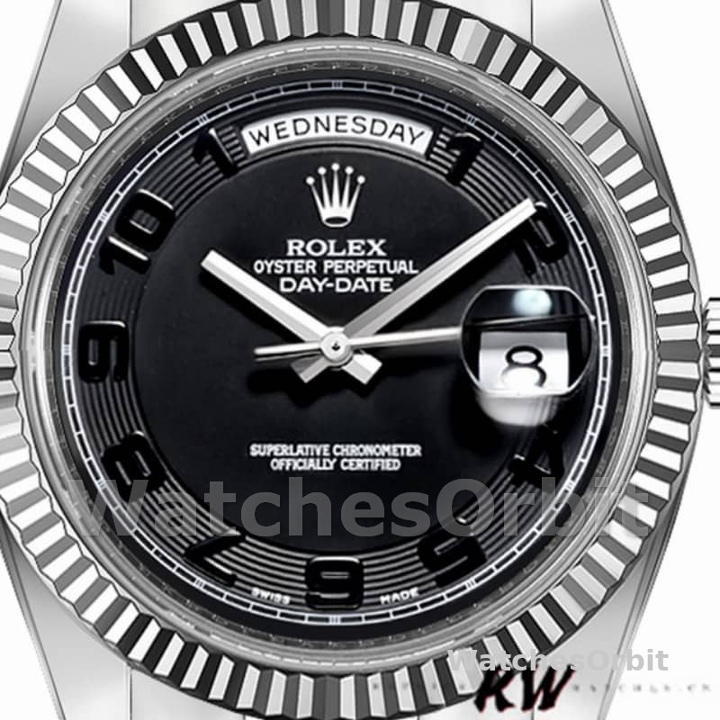 Rolex Day-Date 218239 Concentric Circle Black Dial White Gold 41MM Mens Replica Watch
